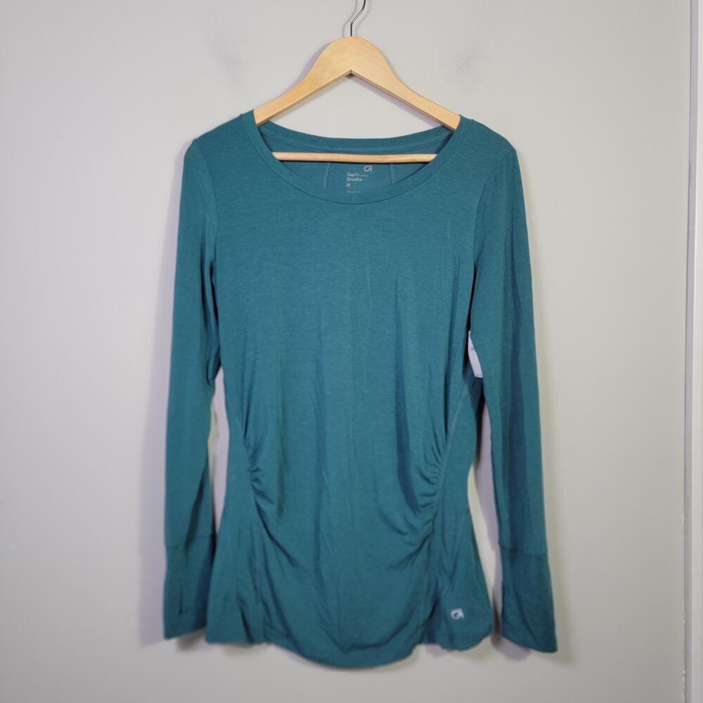 NWT Gap Fit M Maternity Breathe Long Sleeve Top Green Teal